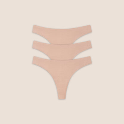Seamless Bonded Thongs (3-Pack) - Honey